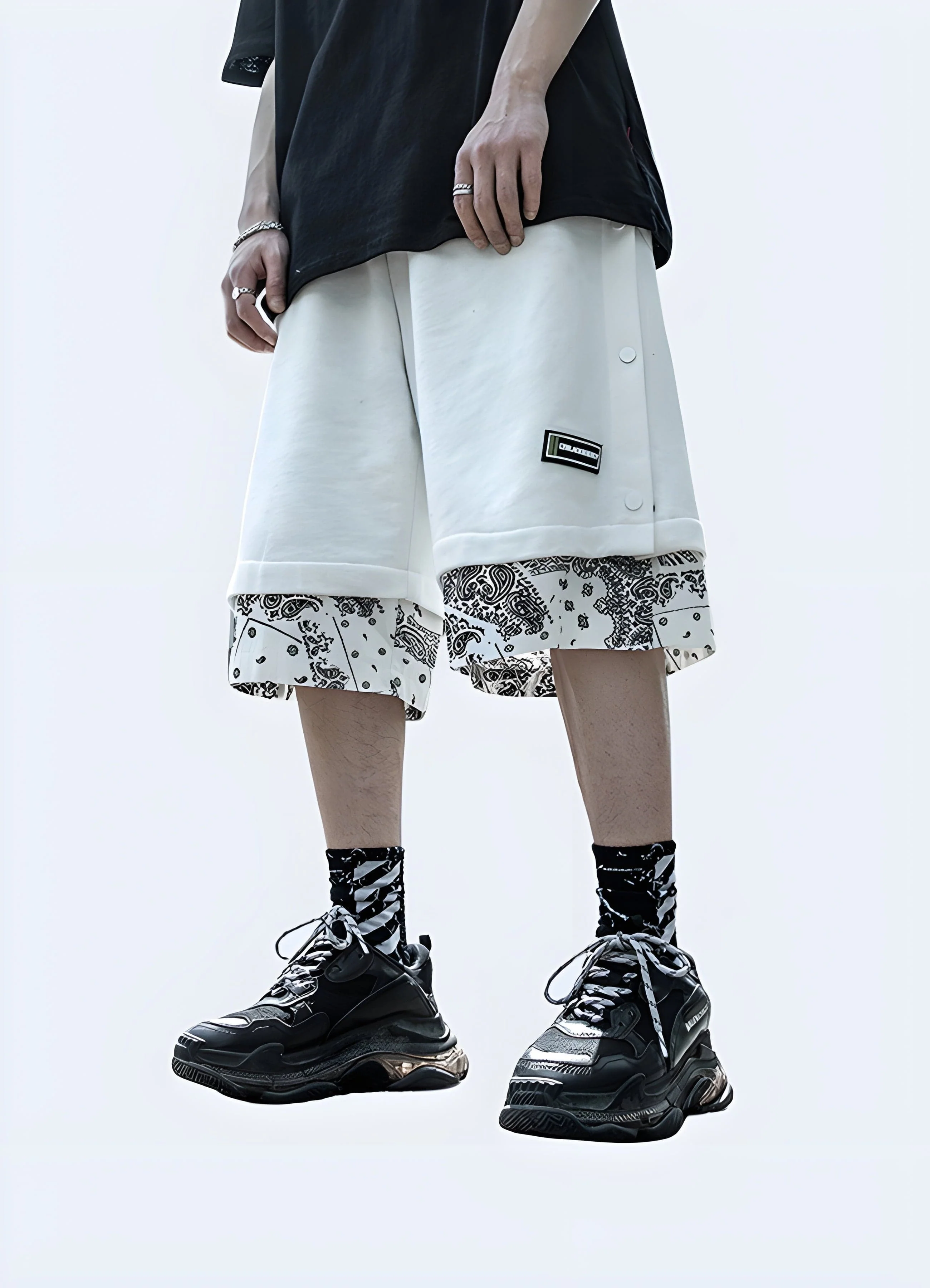 Black And White Bandana Shorts - Image 6
