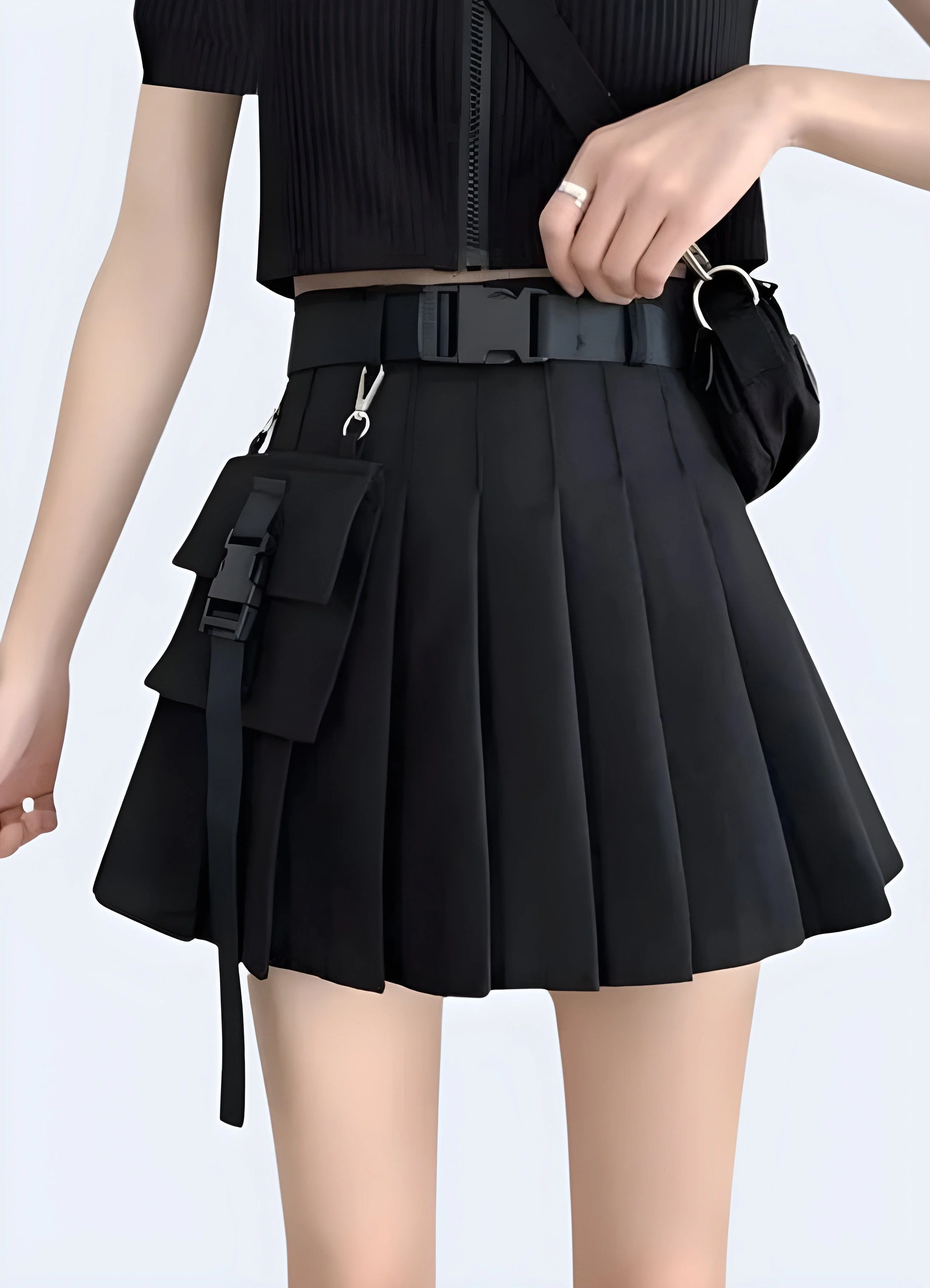 Black Cargo Mini Skirt - Image 3