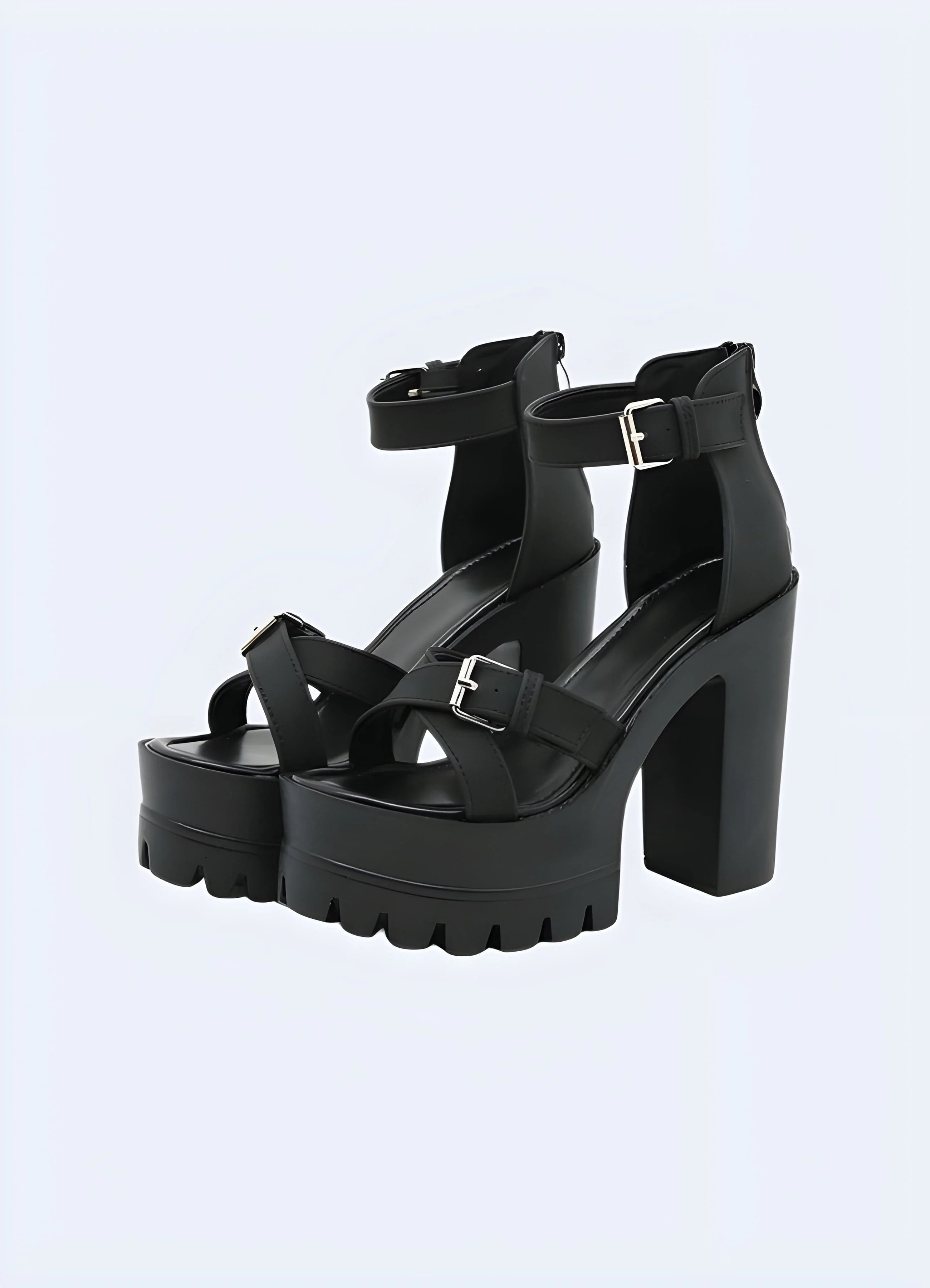Black Chunky Strap Sandals - Image 2