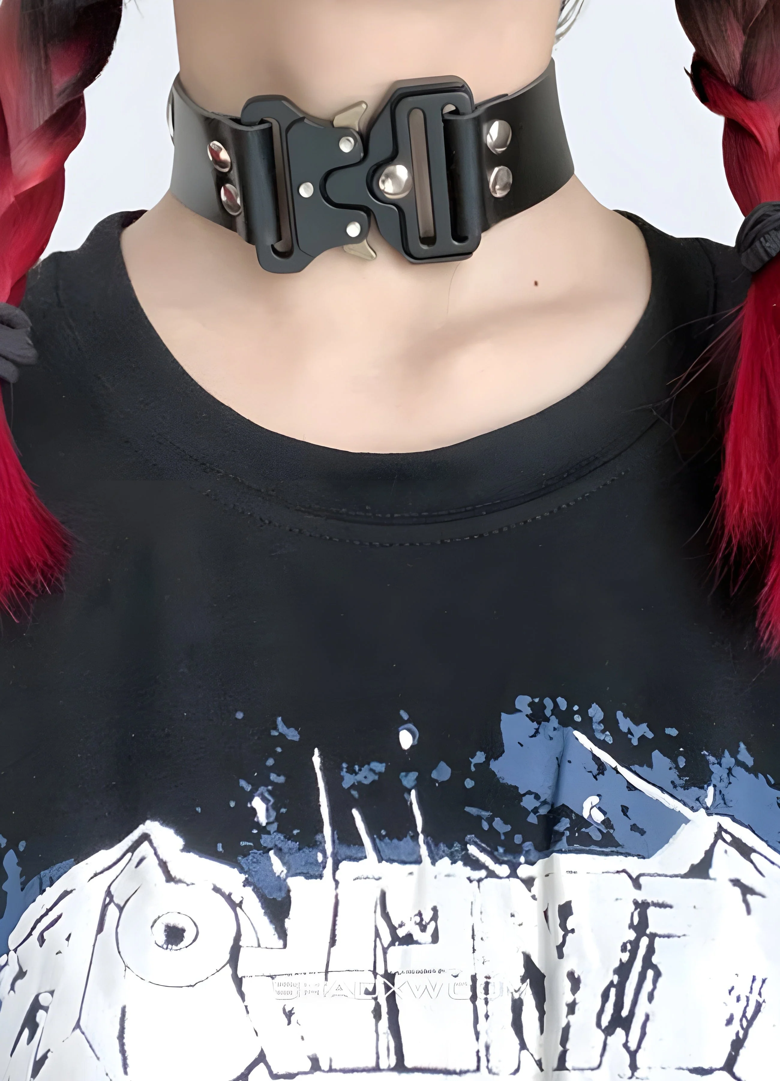 Black Leather Buckle Choker - Image 5