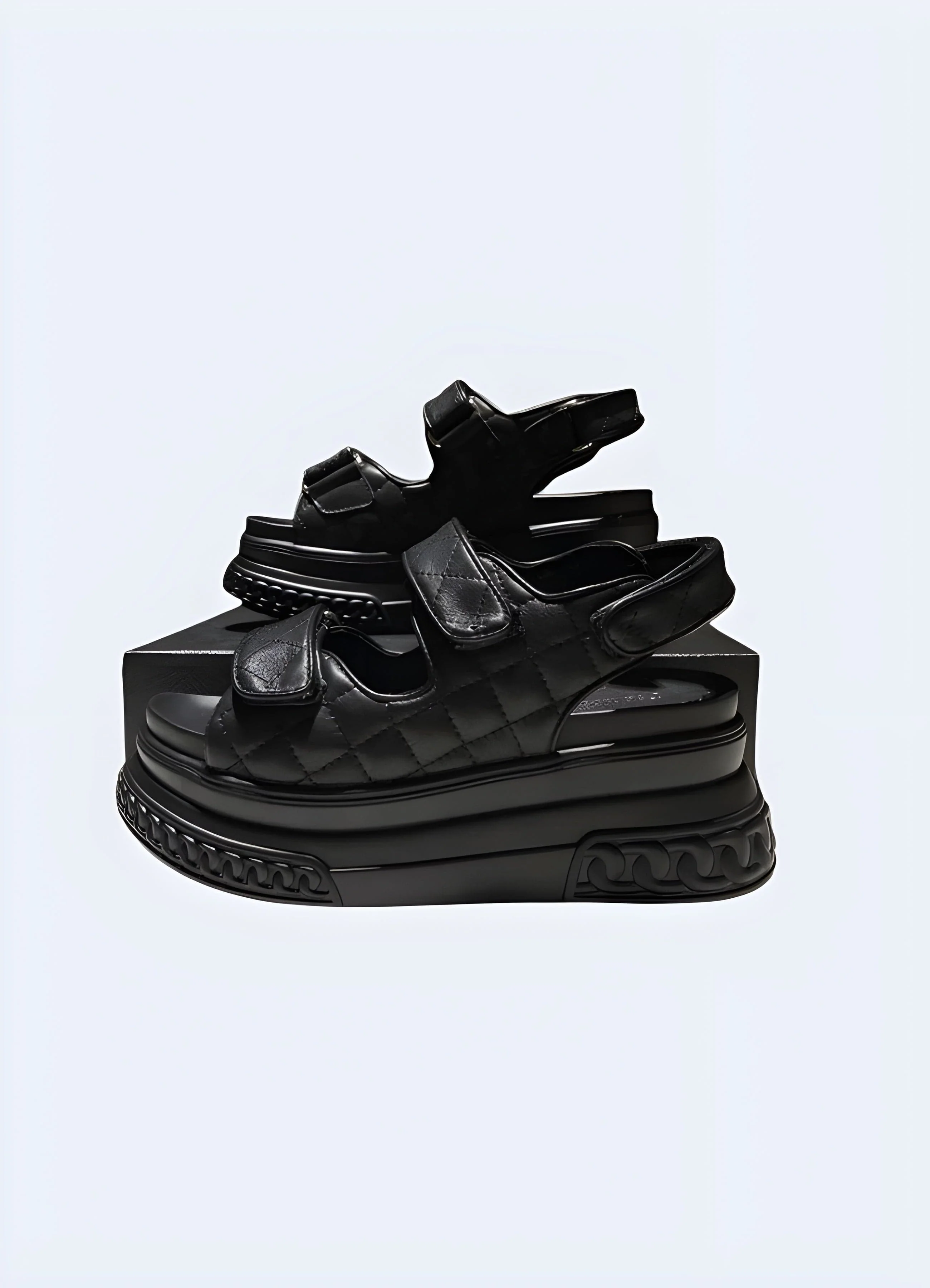 Black Platform Chunky Sandals - Image 3