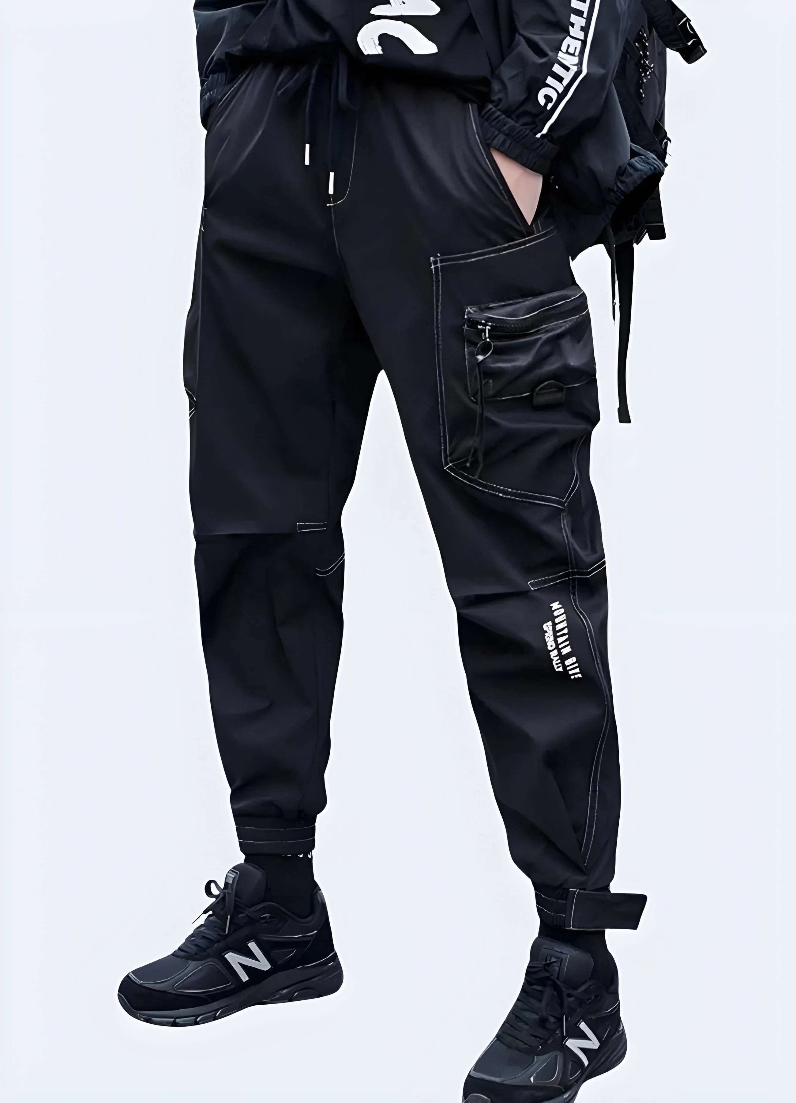 Black Skinny Cargo Pants - Image 2