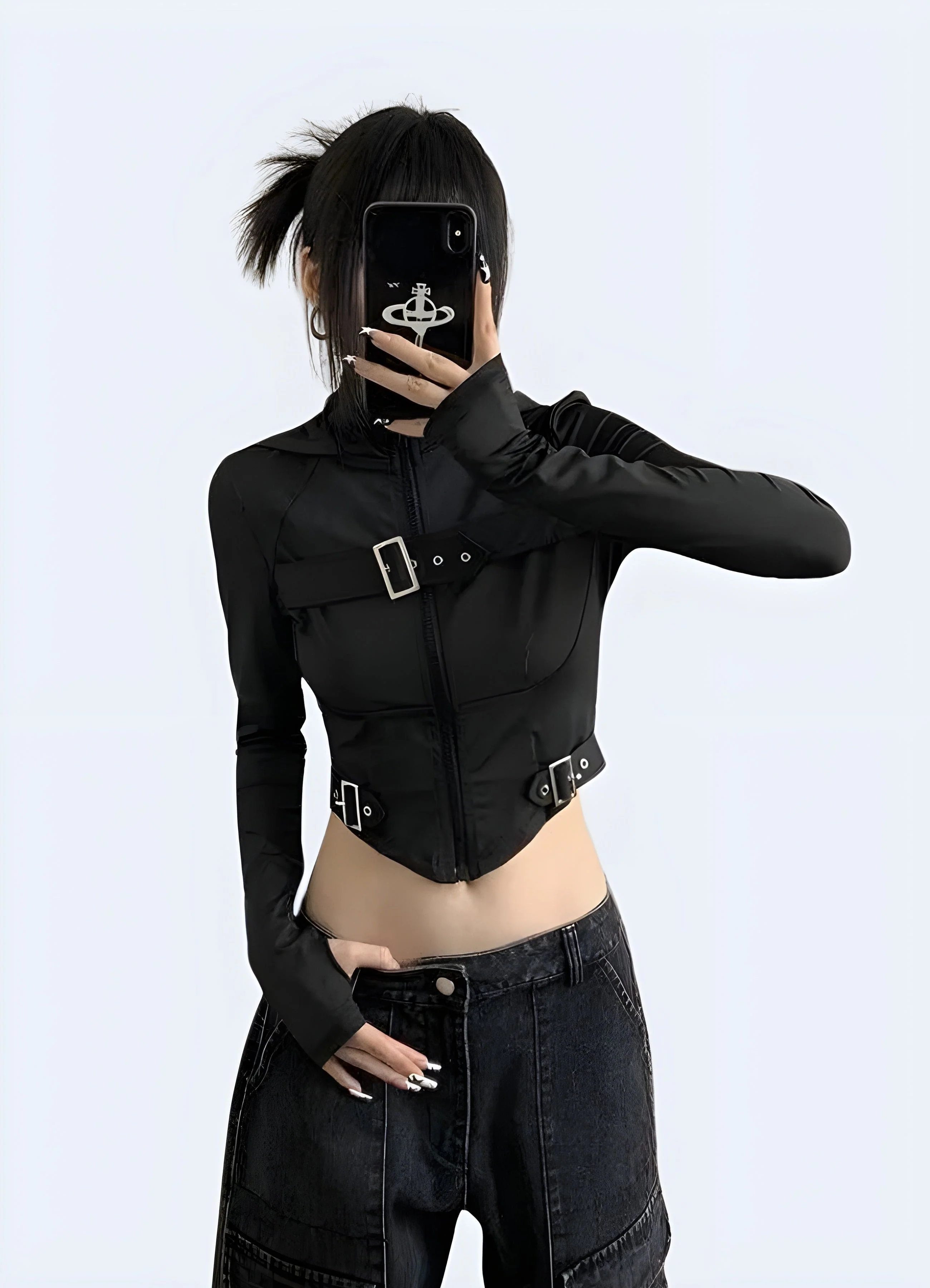 Techwear Goth Crop Top - Image 2