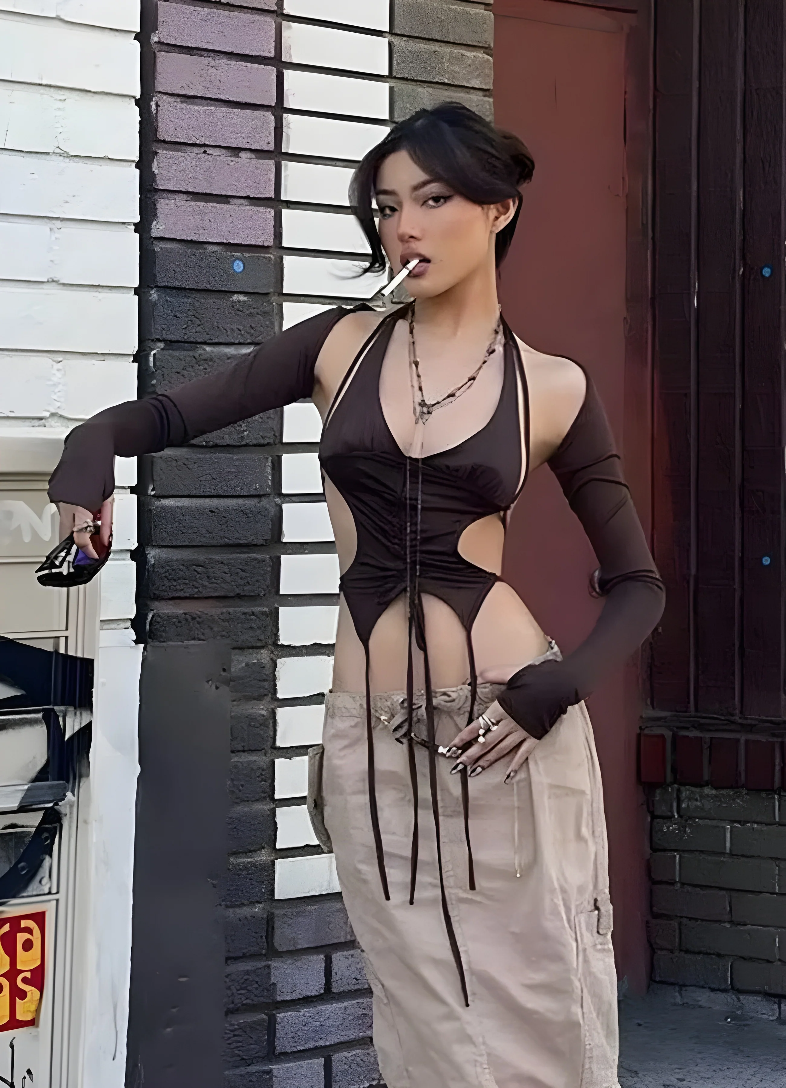 Techwear Lace Up Crop Top