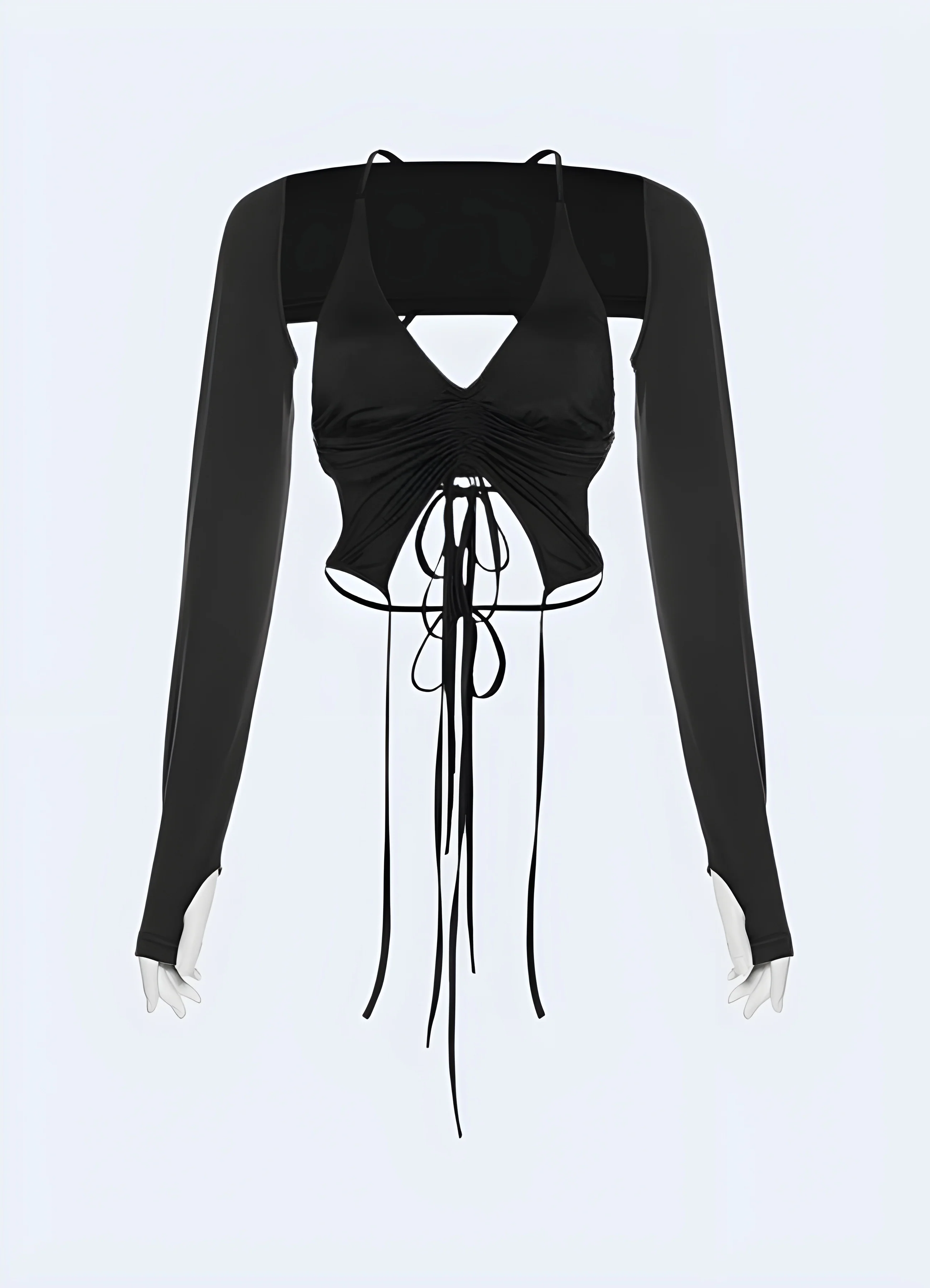 Techwear Lace Up Crop Top - Image 2
