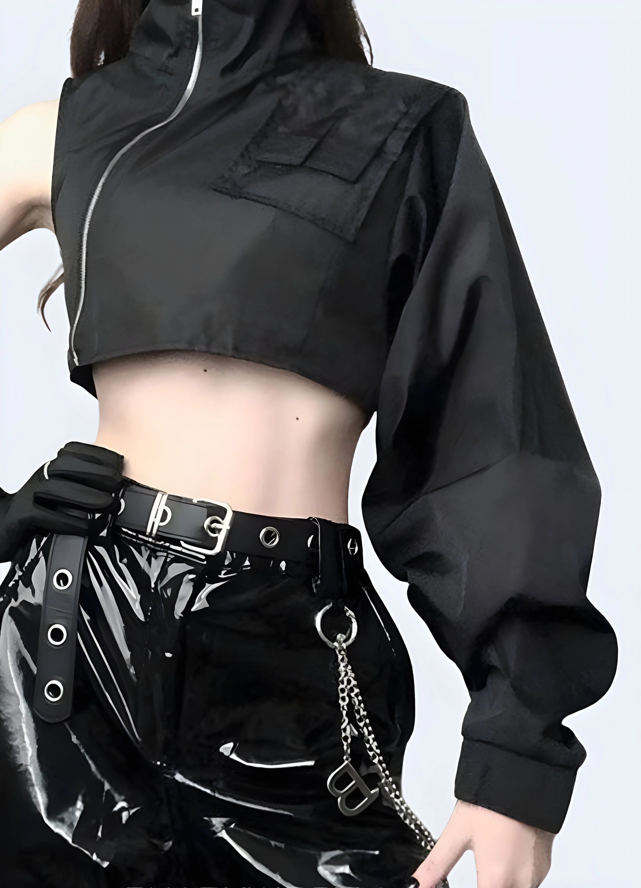 Techwear One Sleeve Jacket with Zipper - Image 2