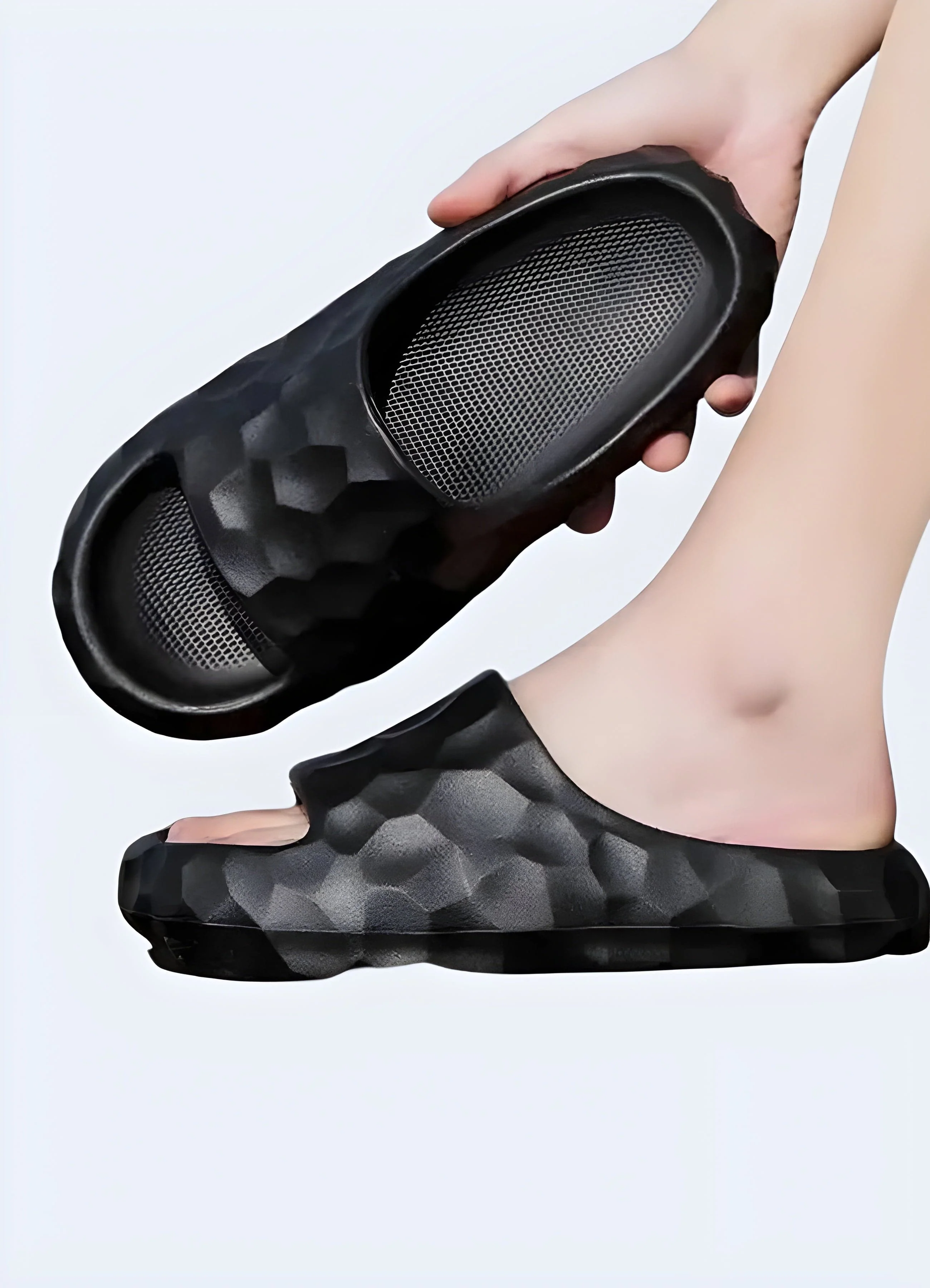Womens Black Chunky Sandals - Image 4