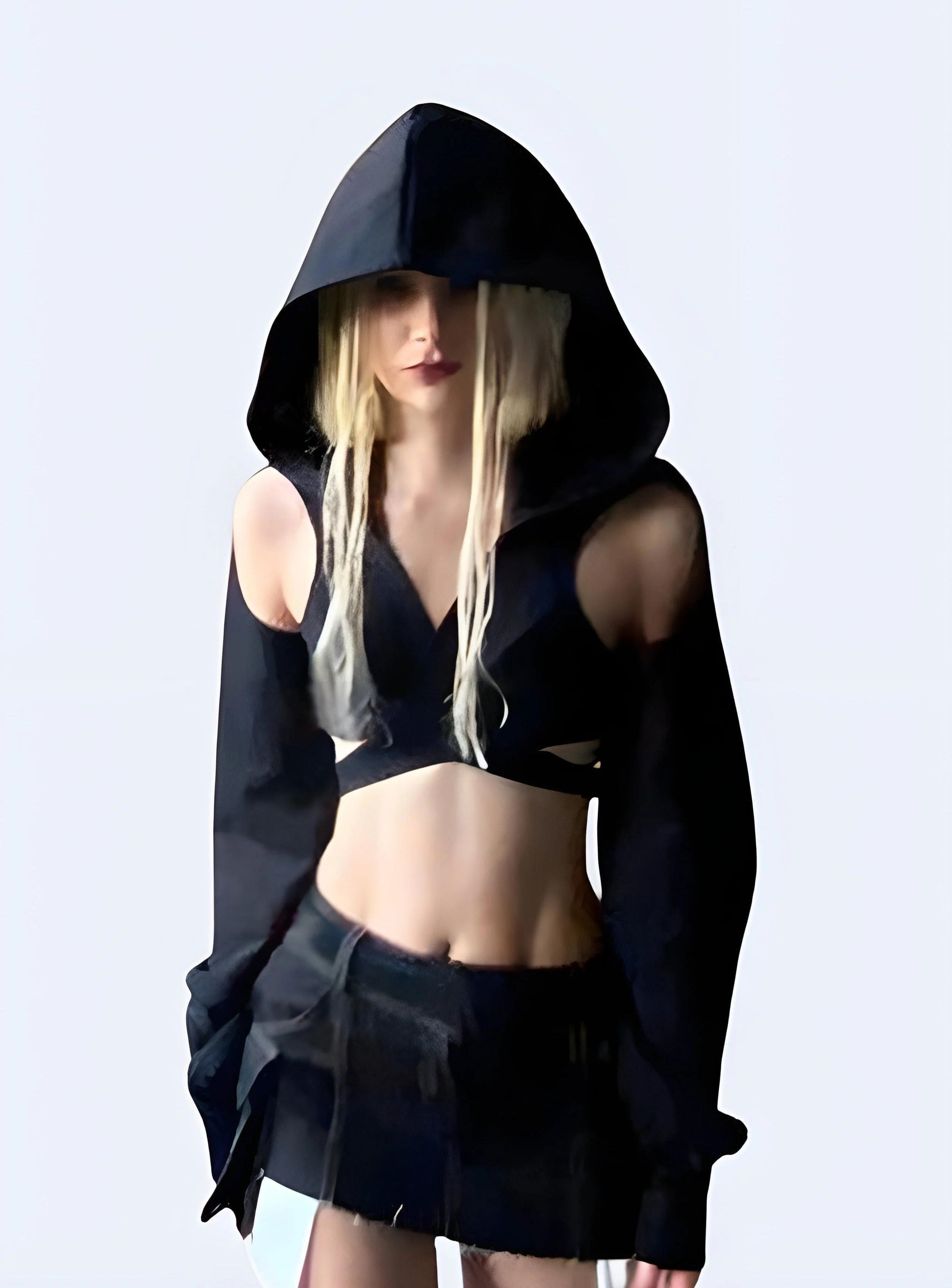 Women's Darkwear Hood Crop Top - Image 2