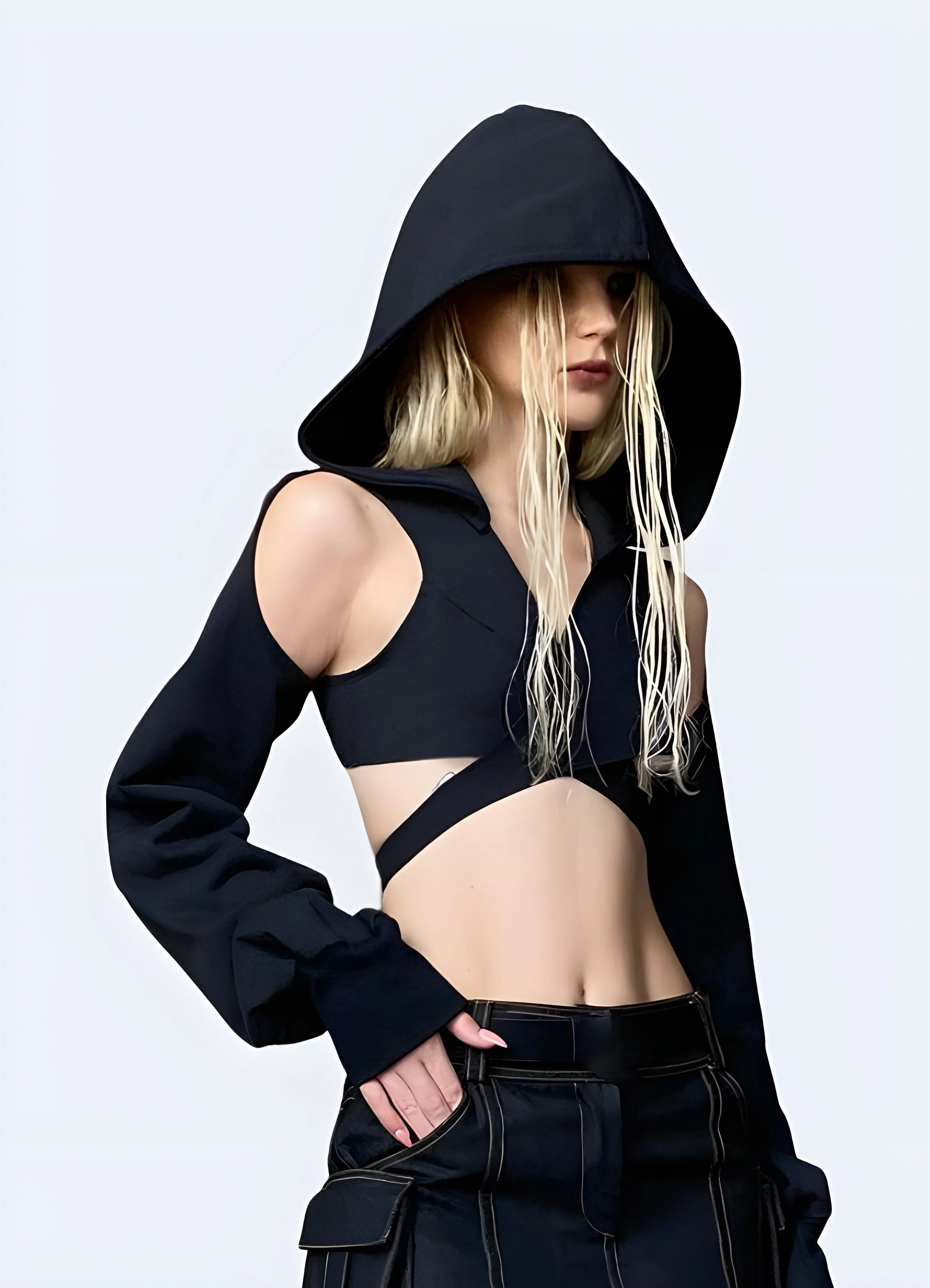 Women's Darkwear Hood Crop Top - Image 3